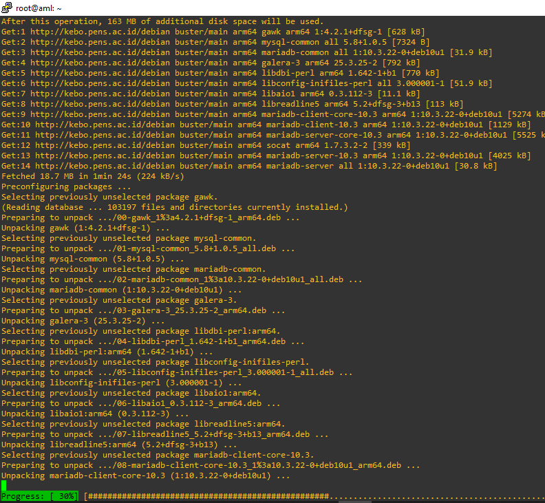 proses instal mariadb di stb b860h